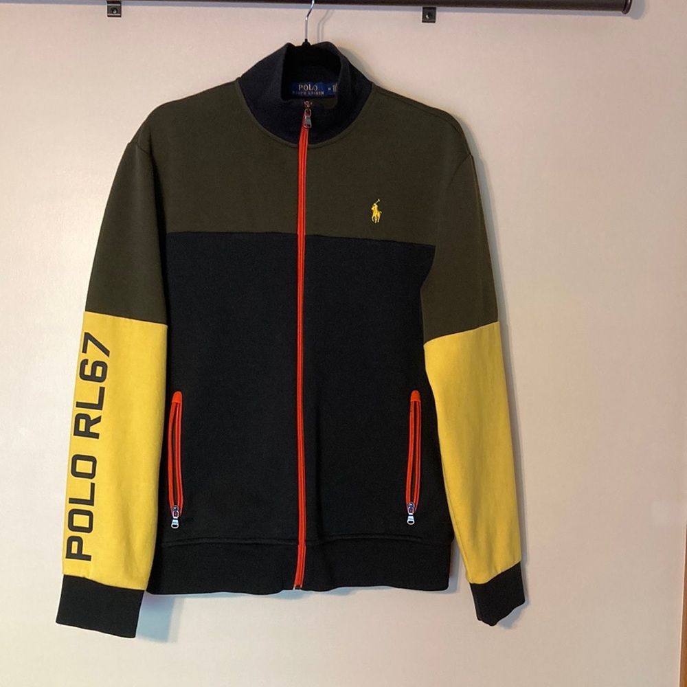 Ralph Lauren Midnight Blue Green and Yellow Polo Track Jacket